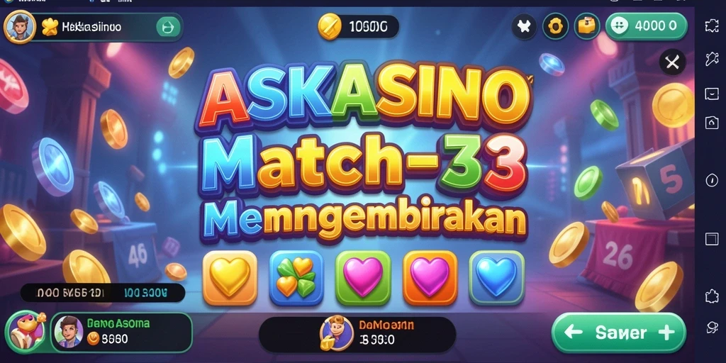 Tampilan gameplay <strong>ASKASINO</strong> yang seru dengan pencocokan batu permata.