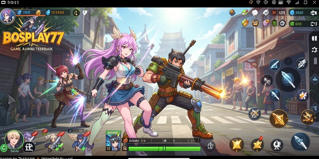 Screenshot gameplay BOSPLAY77 menampilkan aksi seru dari karakter anime favorit.