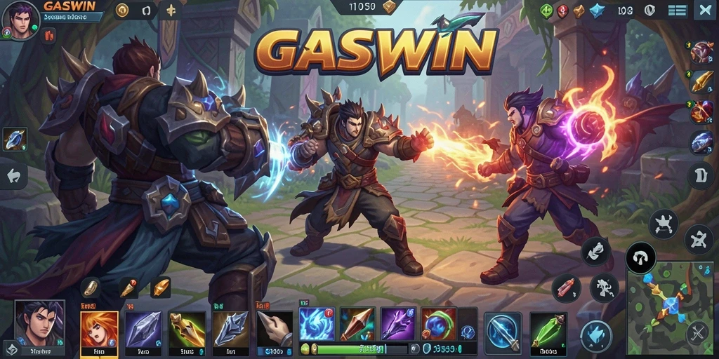 Tangkapan layar GASWIN menunjukkan aksi seru permainan MOBA yang penuh strategi.