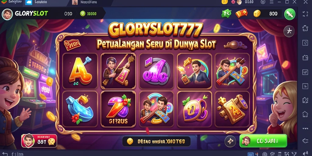 Tampilan interaktif gameplay Slot GLORYSLOT777 yang penuh warna.