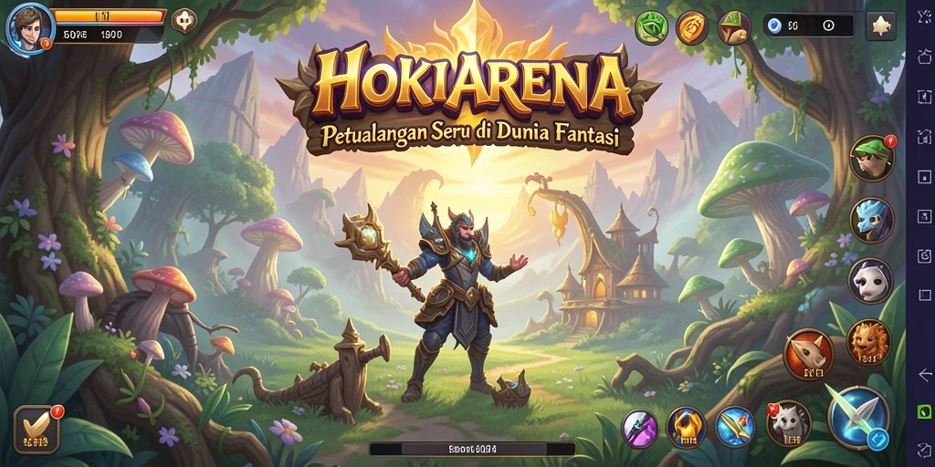 Tangkapan layar utama HOKIARENA menampilkan aksi petualangan yang mendebarkan.
