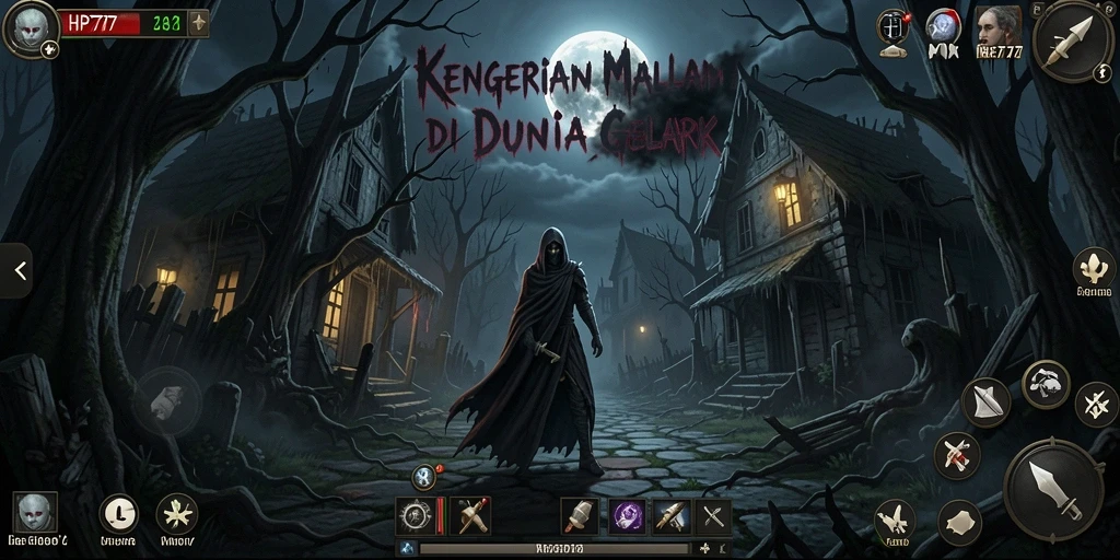 Tangkapan layar HP777 menampilkan suasana permainan Horror yang mencekam.