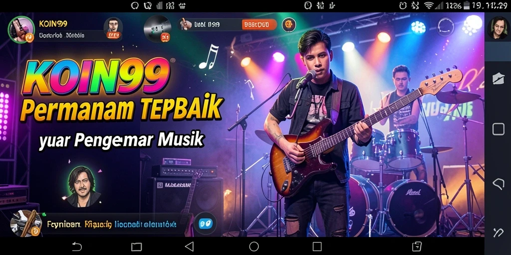 Tangkapan layar gameplay KOIN99 yang menampilkan suasana permainan musik yang seru.
