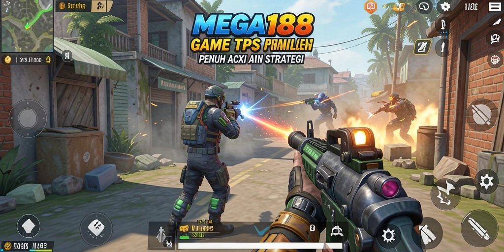Screenshot gameplay MEGA188 yang menampilkan aksi pertempuran intens.