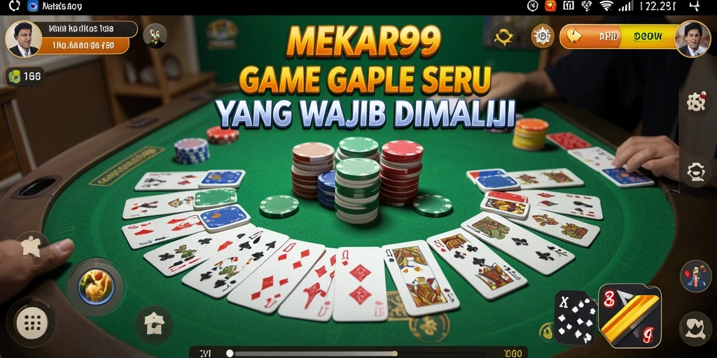 Screenshot MEKAR99 menampilkan gameplay Gaple yang seru dan interaktif.