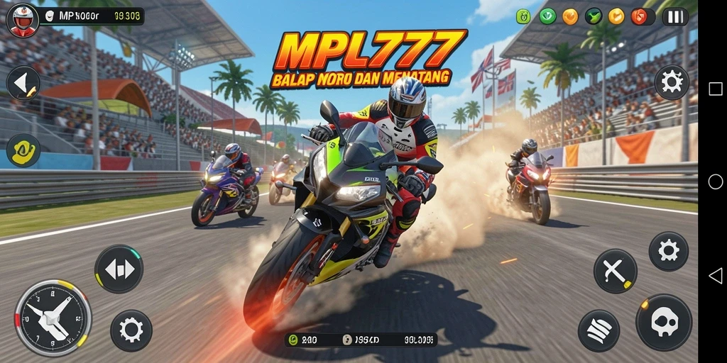 Gameplay seru dengan balapan motor yang mendebarkan.