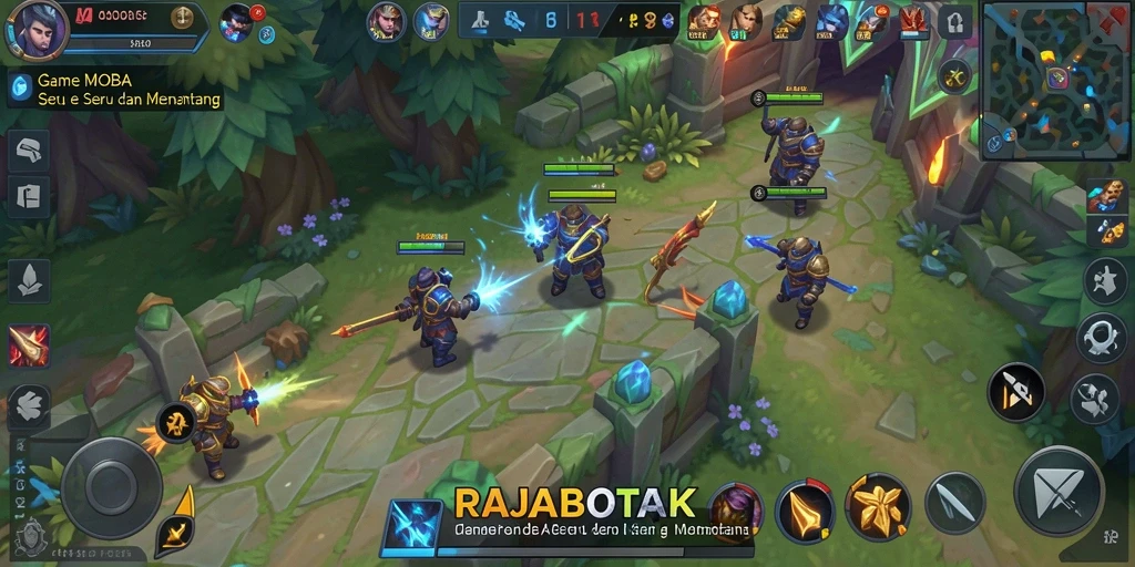 Tangkapan layar gameplay RAJABOTAK yang menampilkan aksi pertempuran seru.