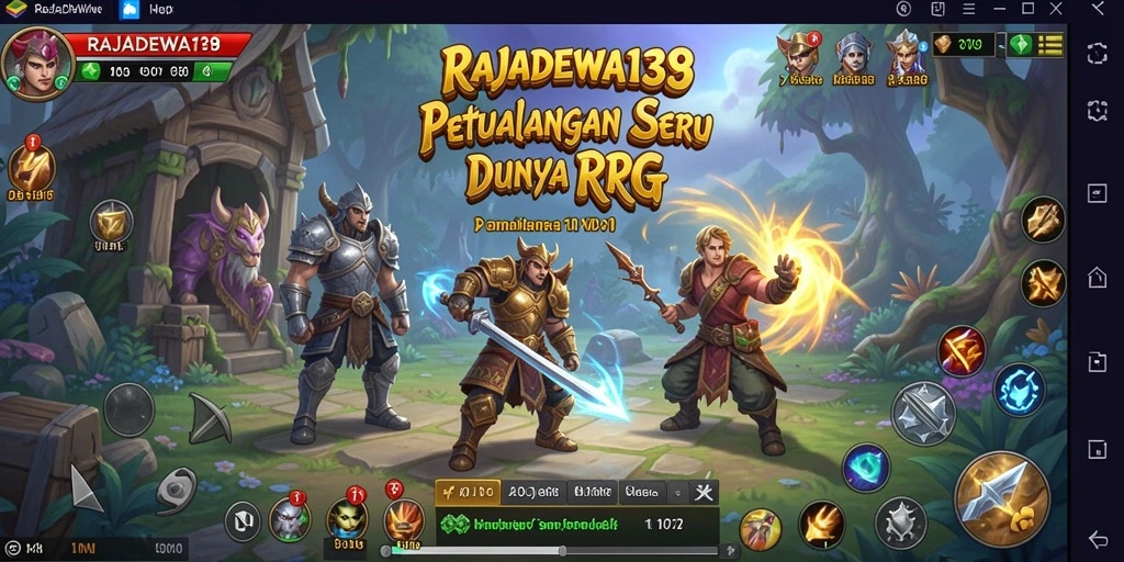 Screenshot gameplay RAJADEWA138 menampilkan pertarungan seru di dunia RPG.
