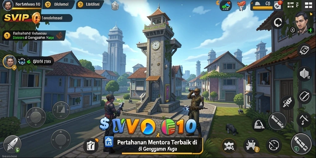 Tangkapan layar menampilkan aksi menara pertahanan yang seru di SVIP10.