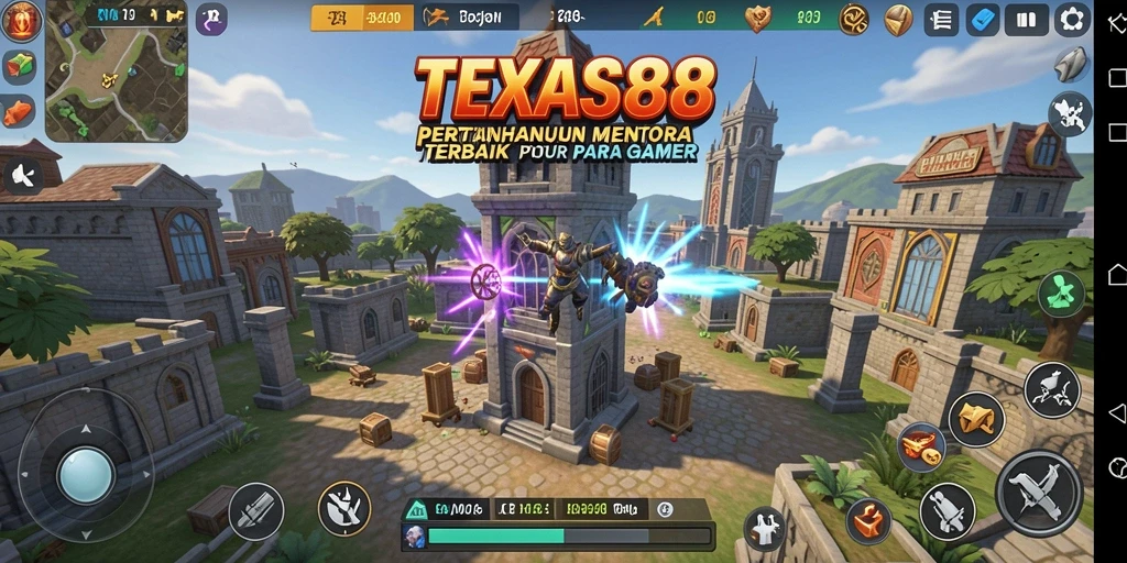 Tampilan gameplay menegangkan dari TEXAS88 dalam aksi pertahanan menara.