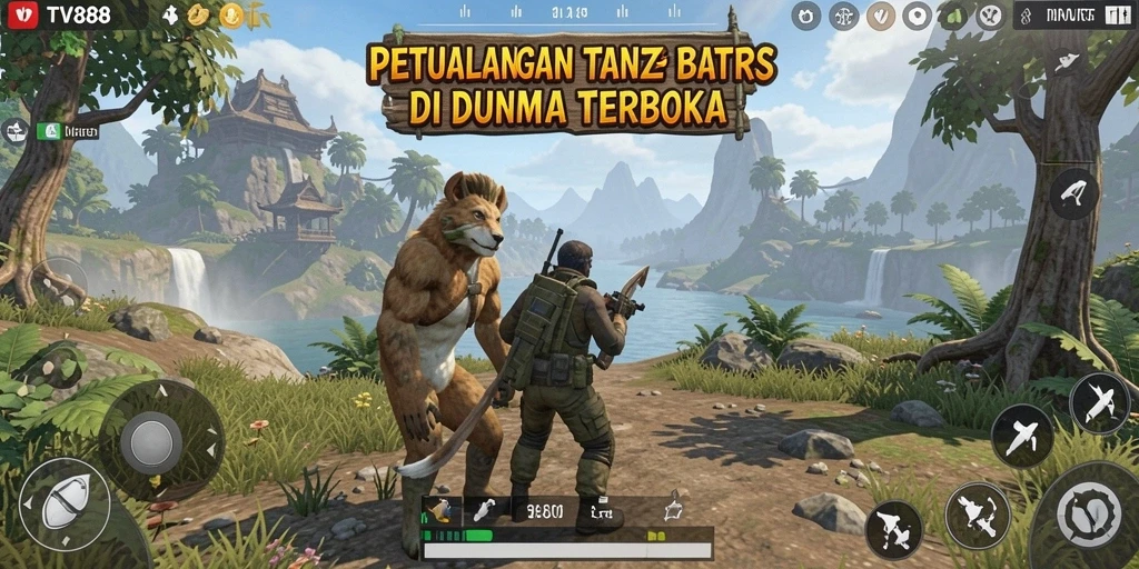 Screenshot TV888 menampilkan petualangan mendalam di dunia terbuka.